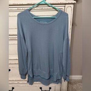 Soft Surroundings Top Womens XS Blue Long Sleeve Soft Knit Beachy Pullover
